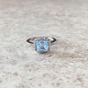 Blue Topaz Diamond Accent Sterling Silver Ring, s7